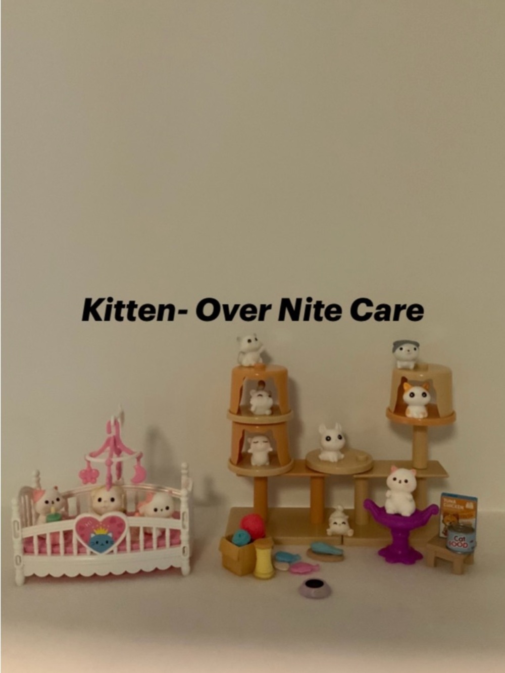 Kitten Over Nite Care Playset - Beige and Pink Kids Toy